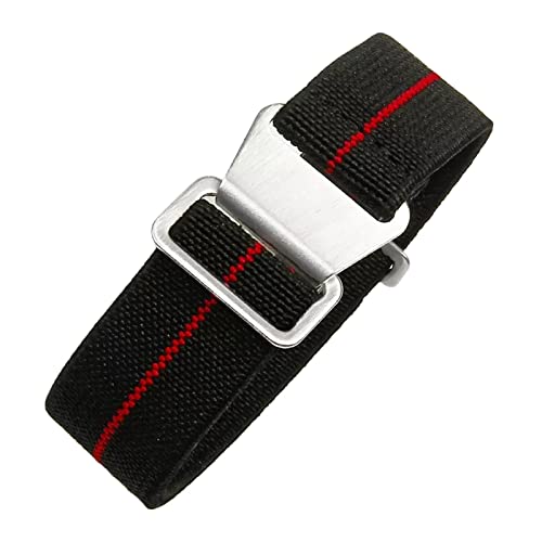 Universelles Armband, 18/20/22 mm, hautfreundliches Retro-Uhrenarmband for Herren und Damen, französische Armee, Nato-Fallschirm-elastisches Nylon-Armband ( Color : Black with Red Silvery Clasp , Size von WchsTUmpxN