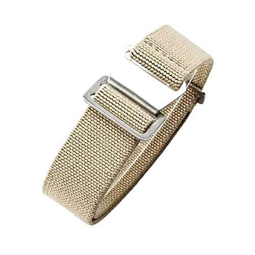 Universelles Armband, 18/20/22 mm, hautfreundliches Retro-Uhrenarmband for Herren und Damen, französische Armee, Nato-Fallschirm-elastisches Nylon-Armband ( Color : Khaki silvery Clasp , Size : 20mm ) von WchsTUmpxN