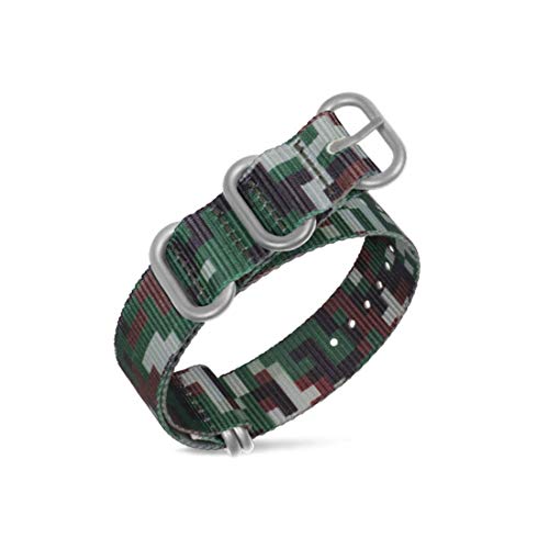 Universelles Armband, 18 mm, 20 mm, 22 mm, 24 mm, 26 mm, Ozean/Wüste/Dschungel/Wald-Stil, Camouflage-Nylon, NATO-Armband, sportlich, verschleißfest und langlebig ( Color : Jungle Camouflage (Silver) , von WchsTUmpxN