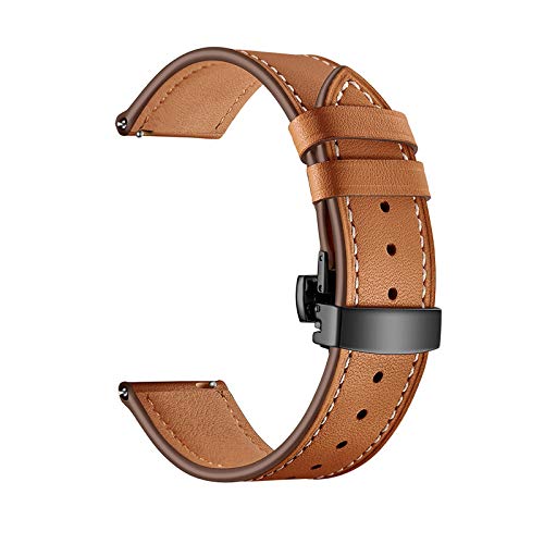 Universelles Armband, 20 mm/22 mm Damen Herren Elegantes Echtleder-Uhrenarmband Schnellverschluss-Schmetterlingsschnalle Hautfreundliches, atmungsaktives Ersatzarmband ( Color : Brown Watchband With B von WchsTUmpxN