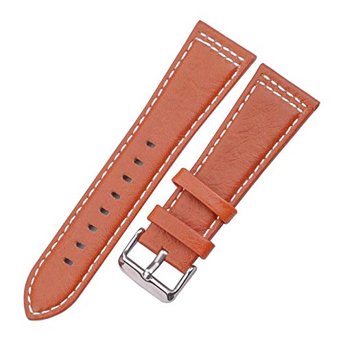 Universelles Armband, 22 mm/24 mm, hautfreundliches, weiches Echtleder-Armband for Damen und Herren, elegantes klassisches Uhrenarmband mit Edelstahl-Dornschließe ( Color : Orange , Size : 22mm ) von WchsTUmpxN