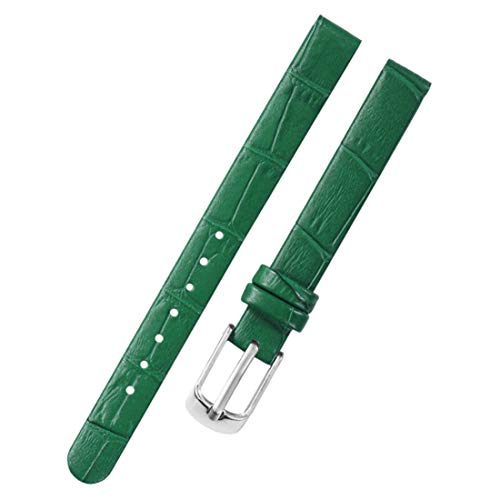 Universelles Armband, 8 mm/10 mm silberne Edelstahl-Dornschließe for Damen und Herren, weiches, schlichtes, mattes Leder-Uhrenarmbänder mit Installationswerkzeug ( Color : Green , Size : 10mm ) von WchsTUmpxN