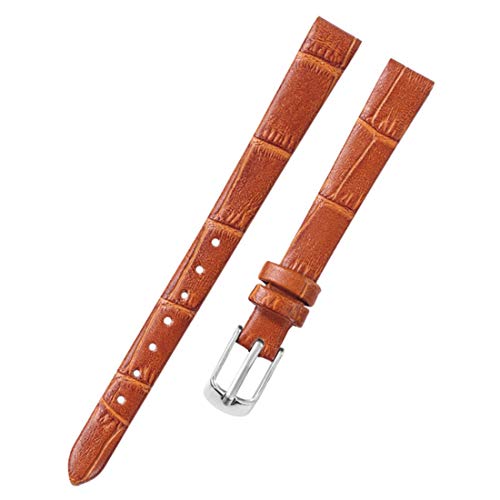 Universelles Armband, 8 mm/10 mm silberne Edelstahl-Dornschließe for Damen und Herren, weiches, schlichtes, mattes Leder-Uhrenarmbänder mit Installationswerkzeug ( Color : Light Brown , Size : 8mm ) von WchsTUmpxN