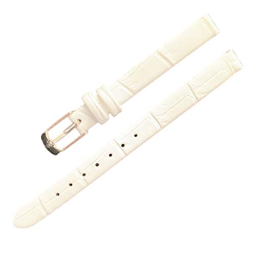 Universelles Armband, 8 mm/10 mm silberne Edelstahl-Dornschließe for Damen und Herren, weiches, schlichtes, mattes Leder-Uhrenarmbänder mit Installationswerkzeug ( Color : White , Size : 10mm ) von WchsTUmpxN