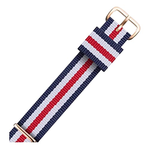 Universal-Armband, 12–22 mm, Nato-Militärsport-Nylon-Uhrenarmband, Handschlaufe, Herren, Nationalflagge, Streifendruck, Schweißabsortierung, Uhrenarmbänder ( Color : Type 4 rosegold Clasp , Size : 14m von WchsTUmpxN