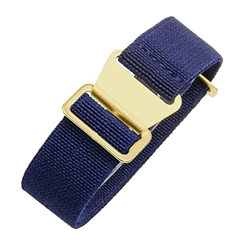 Universelles Armband, 18/20/22 mm, hautfreundliches Retro-Uhrenarmband for Herren und Damen, französische Armee, Nato-Fallschirm-elastisches Nylon-Armband ( Color : Blue Gold Clasp , Size : 18mm ) von WchsTUmpxN