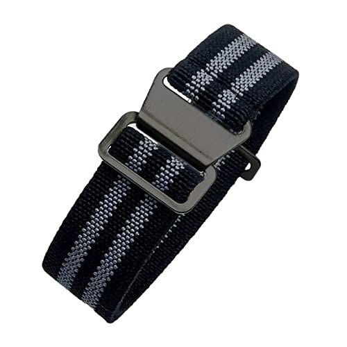 Universelles Armband, 18/20/22 mm, hautfreundliches Retro-Uhrenarmband for Herren und Damen, französische Armee, Nato-Fallschirm-elastisches Nylon-Armband ( Color : Black With Gray black Clasp , Size von WchsTUmpxN