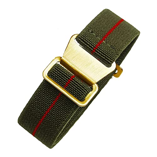 Universelles Armband, 18/20/22 mm, hautfreundliches Retro-Uhrenarmband for Herren und Damen, französische Armee, Nato-Fallschirm-elastisches Nylon-Armband ( Color : Green with Red Gold Claspen , Size von WchsTUmpxN