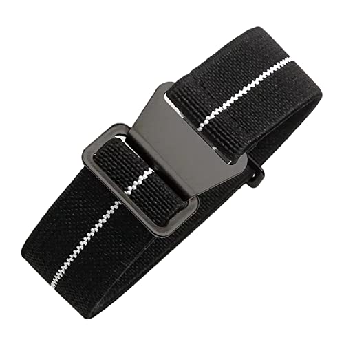 Universelles Armband, 18/20/22 mm, hautfreundliches Retro-Uhrenarmband for Herren und Damen, französische Armee, Nato-Fallschirm-elastisches Nylon-Armband ( Color : Black With White black Clasp , Size von WchsTUmpxN