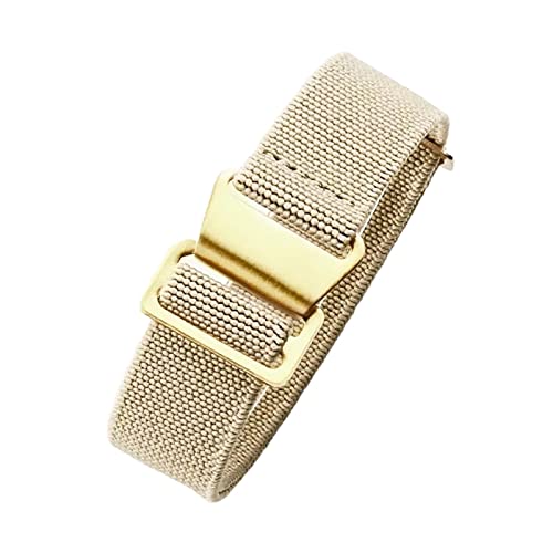 Universelles Armband, 18/20/22 mm, hautfreundliches Retro-Uhrenarmband for Herren und Damen, französische Armee, Nato-Fallschirm-elastisches Nylon-Armband ( Color : Khaki gold Clasp , Size : 18mm ) von WchsTUmpxN