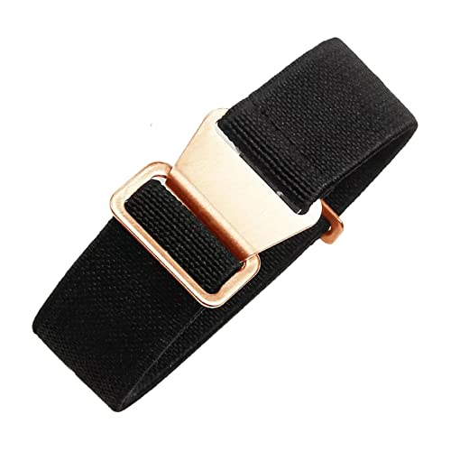 Universelles Armband, 18/20/22 mm, hautfreundliches Retro-Uhrenarmband for Herren und Damen, französische Armee, Nato-Fallschirm-elastisches Nylon-Armband ( Color : Black rosegold Clasp Gold , Size : von WchsTUmpxN