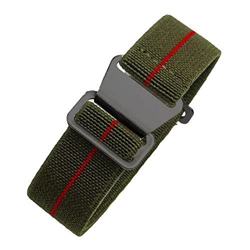 Universelles Armband, 18/20/22 mm, hautfreundliches Retro-Uhrenarmband for Herren und Damen, französische Armee, Nato-Fallschirm-elastisches Nylon-Armband ( Color : Green With Red black Clasp , Size : von WchsTUmpxN