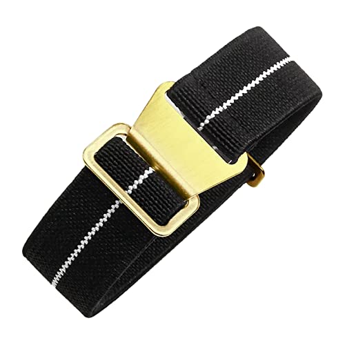 Universelles Armband, 18/20/22 mm, hautfreundliches Retro-Uhrenarmband for Herren und Damen, französische Armee, Nato-Fallschirm-elastisches Nylon-Armband ( Color : Black With White gold Claspen , Siz von WchsTUmpxN