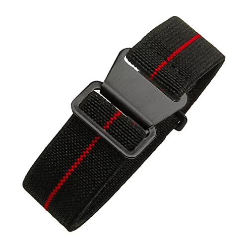 Universelles Armband, 18/20/22 mm, hautfreundliches Retro-Uhrenarmband for Herren und Damen, französische Armee, Nato-Fallschirm-elastisches Nylon-Armband ( Color : Black With Red black Clasp , Size : von WchsTUmpxN