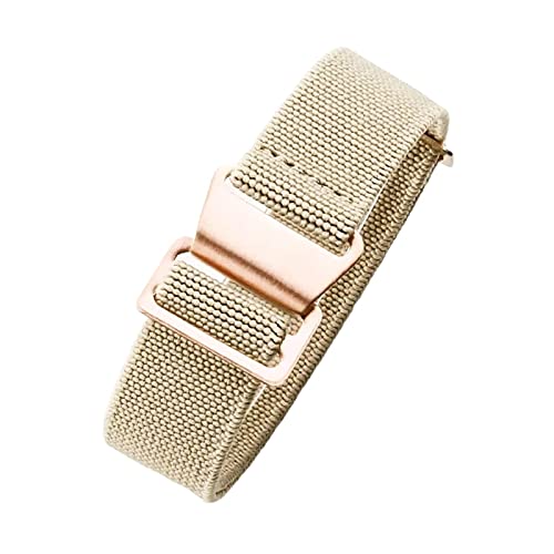 Universelles Armband, 18/20/22 mm, hautfreundliches Retro-Uhrenarmband for Herren und Damen, französische Armee, Nato-Fallschirm-elastisches Nylon-Armband ( Color : Khaki rosegold Clasp , Size : 22mm von WchsTUmpxN