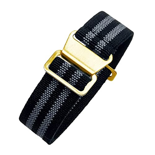 Universelles Armband, 18/20/22 mm, hautfreundliches Retro-Uhrenarmband for Herren und Damen, französische Armee, Nato-Fallschirm-elastisches Nylon-Armband ( Color : Black With Gray gold Clasp , Size : von WchsTUmpxN