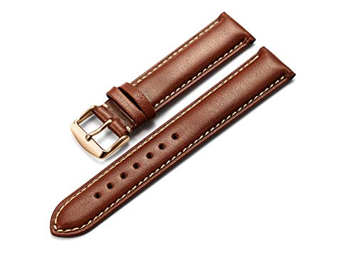 WchsTUmpxN Universelles Armband, Uhrenarmband aus Kalbsleder mit Dornschließe (Color : Dark Brown Tan Rose, Size : 19mm) von WchsTUmpxN