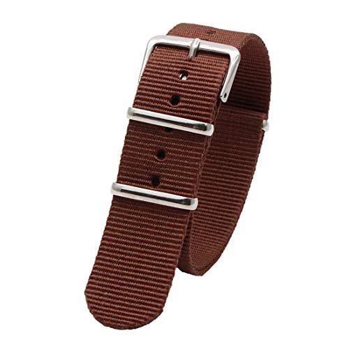 WchsTUmpxN Universelles Armband, 18 mm/20 mm/22 mm/24 mm NATO-Nylonarmband, silberne Dornschließe, Sport-Armbanduhr for Herren und Damen, wasserdichtes Uhrenzubehör (Color : Brown, Size : 18mm) von WchsTUmpxN