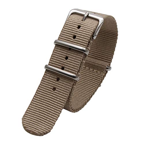 WchsTUmpxN Universelles Armband, 18 mm/20 mm/22 mm/24 mm NATO-Nylonarmband, silberne Dornschließe, Sport-Armbanduhr for Herren und Damen, wasserdichtes Uhrenzubehör (Color : Khaki, Size : 20mm) von WchsTUmpxN