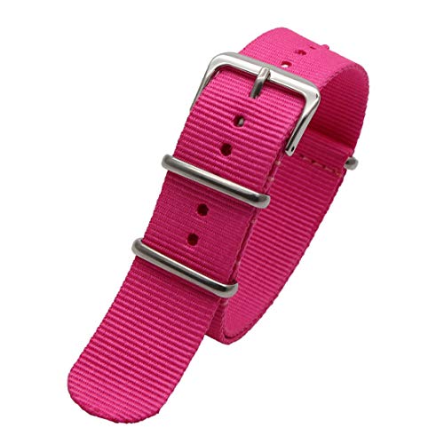 WchsTUmpxN Universelles Armband, 18 mm/20 mm/22 mm/24 mm NATO-Nylonarmband, silberne Dornschließe, Sport-Armbanduhr for Herren und Damen, wasserdichtes Uhrenzubehör (Color : Pink, Size : 20mm) von WchsTUmpxN