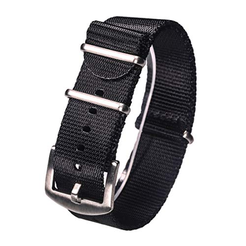 WchsTUmpxN Universelles Armband, 18 mm/20 mm/22 mm/24 mm NATO-Uhrenarmband, Nylon, NATO-Uhrenarmband, hautfreundlicher Armband-Ersatz, Khaqi (Color : Black (Silver), Size : 20mm) von WchsTUmpxN