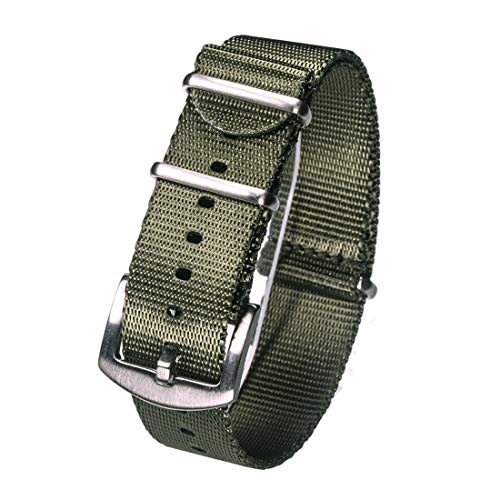 WchsTUmpxN Universelles Armband, 18 mm/20 mm/22 mm/24 mm NATO-Uhrenarmband, Nylon, NATO-Uhrenarmband, hautfreundlicher Armband-Ersatz, Khaqi (Color : Green (Silver), Size : 18mm) von WchsTUmpxN