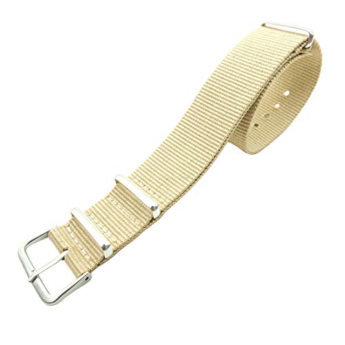 WchsTUmpxN Universelles Armband, 18 mm/20 mm gewebtes Nylon-Nato-Armband, einteilige Uhrenarmbänder for Damen und Herren, Uhrenarmband, Armband-Zubehör, Ersatz (Color : Khaki, Size : 18mm) von WchsTUmpxN