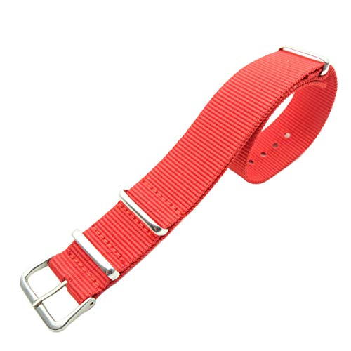 WchsTUmpxN Universelles Armband, 18 mm/20 mm gewebtes Nylon-Nato-Armband, einteilige Uhrenarmbänder for Damen und Herren, Uhrenarmband, Armband-Zubehör, Ersatz (Color : Red, Size : 20mm) von WchsTUmpxN