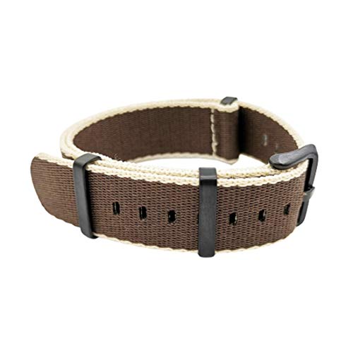 WchsTUmpxN Universelles Armband, 20 mm/22 mm Nylon-NATO-Bänder, weiches Uhrenarmband, wasserdicht, einteiliges Sport-Armband (Color : Beige Brown (Black), Size : 20mm) von WchsTUmpxN