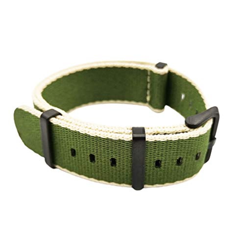 WchsTUmpxN Universelles Armband, 20 mm/22 mm Nylon-NATO-Bänder, weiches Uhrenarmband, wasserdicht, einteiliges Sport-Armband (Color : Beige Green (Black), Size : 20mm) von WchsTUmpxN