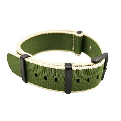 WchsTUmpxN Universelles Armband, 20 mm/22 mm Nylon-NATO-Bänder, weiches Uhrenarmband, wasserdicht, einteiliges Sport-Armband (Color : Beige Green (Black), Size : 22mm) von WchsTUmpxN