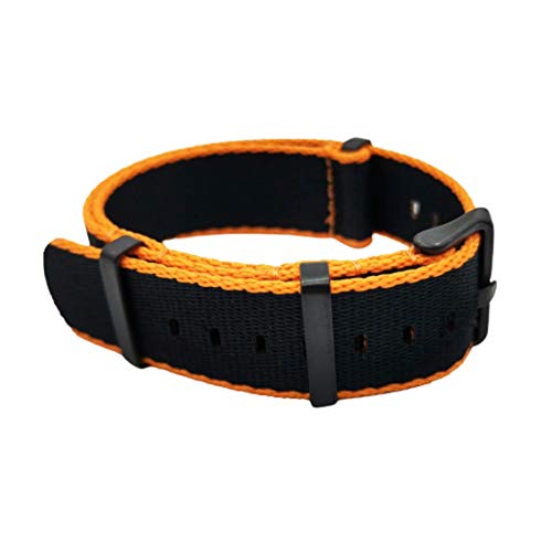 WchsTUmpxN Universelles Armband, 20 mm/22 mm Nylon-NATO-Bänder, weiches Uhrenarmband, wasserdicht, einteiliges Sport-Armband (Color : Orange Black (Black), Size : 20mm) von WchsTUmpxN