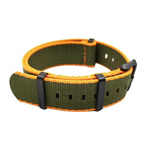 WchsTUmpxN Universelles Armband, 20 mm/22 mm Nylon-NATO-Bänder, weiches Uhrenarmband, wasserdicht, einteiliges Sport-Armband (Color : Orange Green (Black), Size : 20mm) von WchsTUmpxN