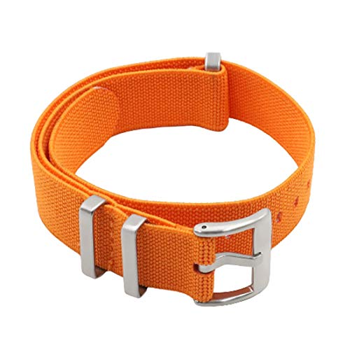 WchsTUmpxN Universelles Armband, Nylon-NATO-Armband, elastischer Gürtel, Uhrenarmband, 18 mm/20 mm/22 mm, Uhrenarmband, einteiliger Armband-Ersatz (Color : Orange, Size : 20mm Silver Buckle) von WchsTUmpxN