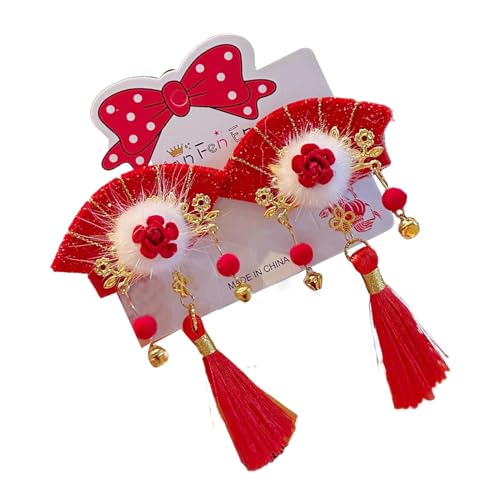 Chinesisches Neujahrs-Stirnband, rote Haar-Accessoires für Mädchen, Neujahrsaccessoires, Quasten Rote Haarschleifen mit Quasten, Chinesische Haarspange, Frohes Neues Jahr Haarschmuck für Geburtstage, von Wcybym