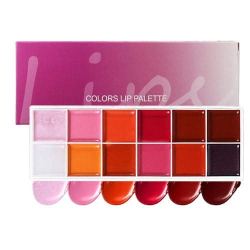 Lippenstiftpalette, Lipgloss-Palette, Lidschatten-Make-up-Kit, hochpigmentierte wasserdichte Formel, feuchtigkeitsspendendes Finish, 12-Farben-Set für Jugendliche, die Frauen reisen. von Wcybym