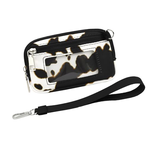 Münz-Organizer | Münzbörse | Münztasche | Geldtasche | Multifunktionale Münzbörse | Kartenhalter Handy Organizer mit Reißverschlusstasche für Kreditkarte Lippenstift, Schwarz-weiß-braune Kuh, Refer to von Wcybym