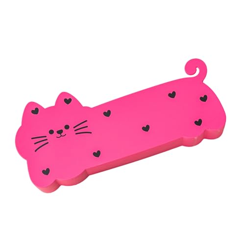 Niedliche Katzen -Silikon -Stifthülle, Katzenstiftbeutel, süßer Schreibwarenorganisator, weiches Reißverschluss, flexibler Lagerung, 22x5x9.5 cm rosa oder grün, Schulschreibtisch zu Hause Gebrauch von Wcybym