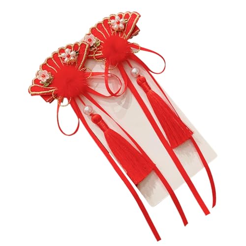 Rote Haaraccessoires für Mädchen, Haaraccessoires zum Chinesischen Neujahr | Neujahrsaccessoires, Quasten Rote Haarschleifen mit Quasten | Chinesische Haarspange, Frohes Neues Jahr Haarschmuck für Geb von Wcybym