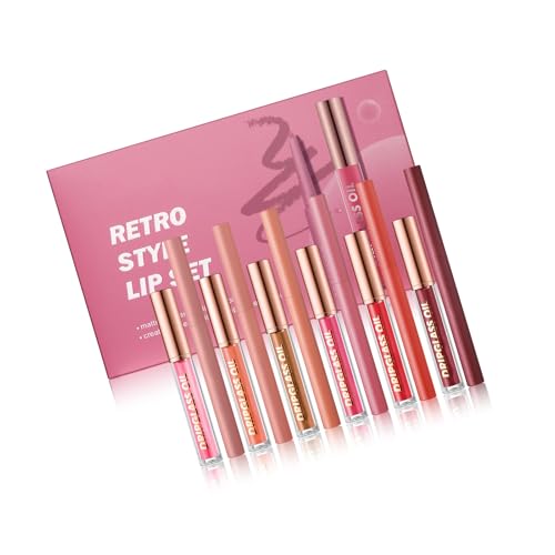 12 Stücke Lippensteine ​​und Lippenöle Make Up Set Feuchtigkeitsspendendes Kosmetisches Werkzeug Geburtstag Oder Weihnachts Schönheitsgeschenk Für Mädchen Lippenpflege Set von Wdbild