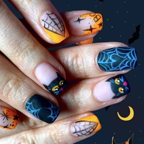 24pcs Halloween Press Auf Nägeln Gothic Spiderweb Design Mit Vampire Rote Glitzer Tipps Für Partys Halloween Nageldesigns Für Frauen von Wdbild