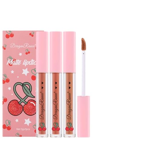 3 Pcs Flüssiger Lippenstift Set Lippenfärbung Makeup Langlebige Wasserdichte Matte Lippenstifte Lippensets Für Frauen Girls von Wdbild