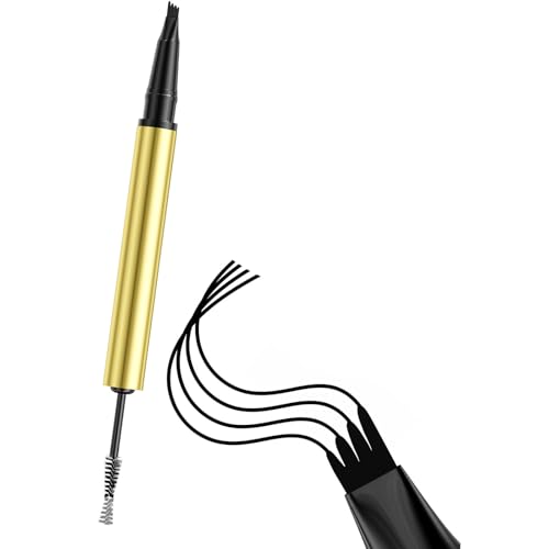 4 Wasserdichte Augenbrauenstifte Und Spoolie Schweißsicher Fade Proof Natürliche Aussehende Definierte Brauen Für Frauen Und Mädchen Easy Application Eyebrow Bleistift von Wdbild