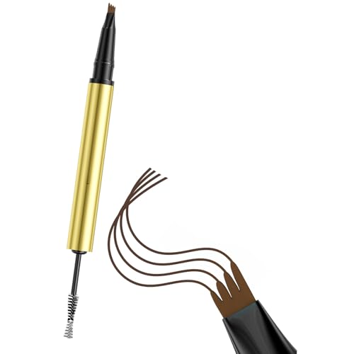 4 Wasserdichte Augenbrauenstifte Und Spoolie Schweißsicher Fade Proof Natürliche Aussehende Definierte Brauen Für Frauen Und Mädchen Easy Application Eyebrow Bleistift von Wdbild