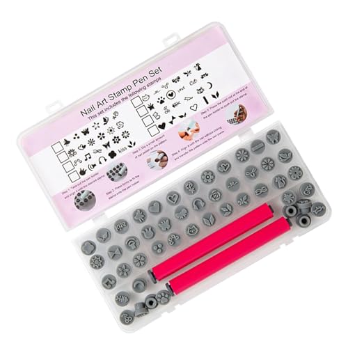 48pc Art Stempel: Wiederverwendbare Silikonstempel Mit Rutschsicherer Basis Für Home & Salon Manicures Nagelmarkenstempel Mit Mustern von Wdbild