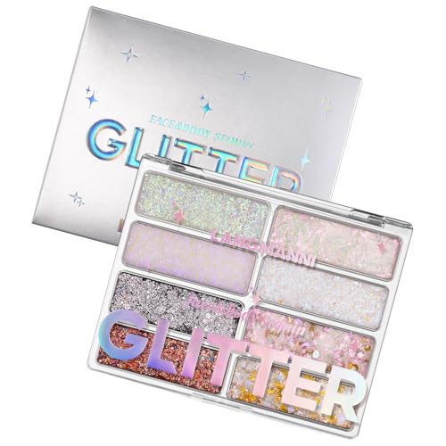 8 Farben Gesicht Und Körper Glitzernde Paletten Holographisch Funkelnde Pailletten Für Frauen Mädchen Party Make Up Accesories Party Glitzer von Wdbild