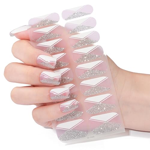 Fashion Nails Stickers Kits Mit Smudgeproof Beschichtung 20pc Salon Qualität Designs Für Lässige Und Formelle Veranstaltung Französische Maniküre Aufkleber von Wdbild