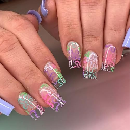 Quadratische Presse Auf Nägeln Gefälschte Nägel Kleber Auf Nägeln Künstliche Acrylnägel 24 Pcs Stick Auf Nägeln Für Frauen Mädchen Press Auf Nagel Sarg Mandel Französisch Tipps Presse Auf Nagel von Wdbild