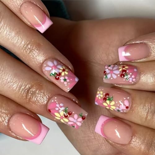 Quadratische Presse Auf Nägeln Gefälschte Nägel Kleber Auf Nägeln Künstlicher Acrylnägel 24 Pcs Stick Auf Nägeln Für Frauen Mädchen Französische Gefälschte Nagel von Wdbild