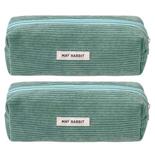Wdbild 2pcs Corduroy Bleistift Fall Für Kinder Schüler Erwachsener Erwachsener Großer Kapazität Stiftkoffer Reißverschlussbeutel Reisekosmetikbeutel Schreibtisch Organisatoren von Wdbild